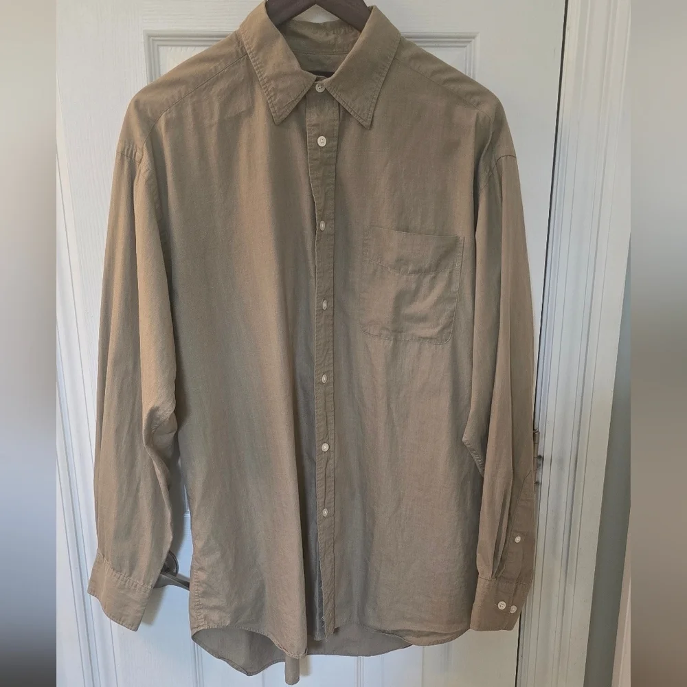 Banana Republic Men's Cotton Button Down Shirt - Taupe, Size L (1206)